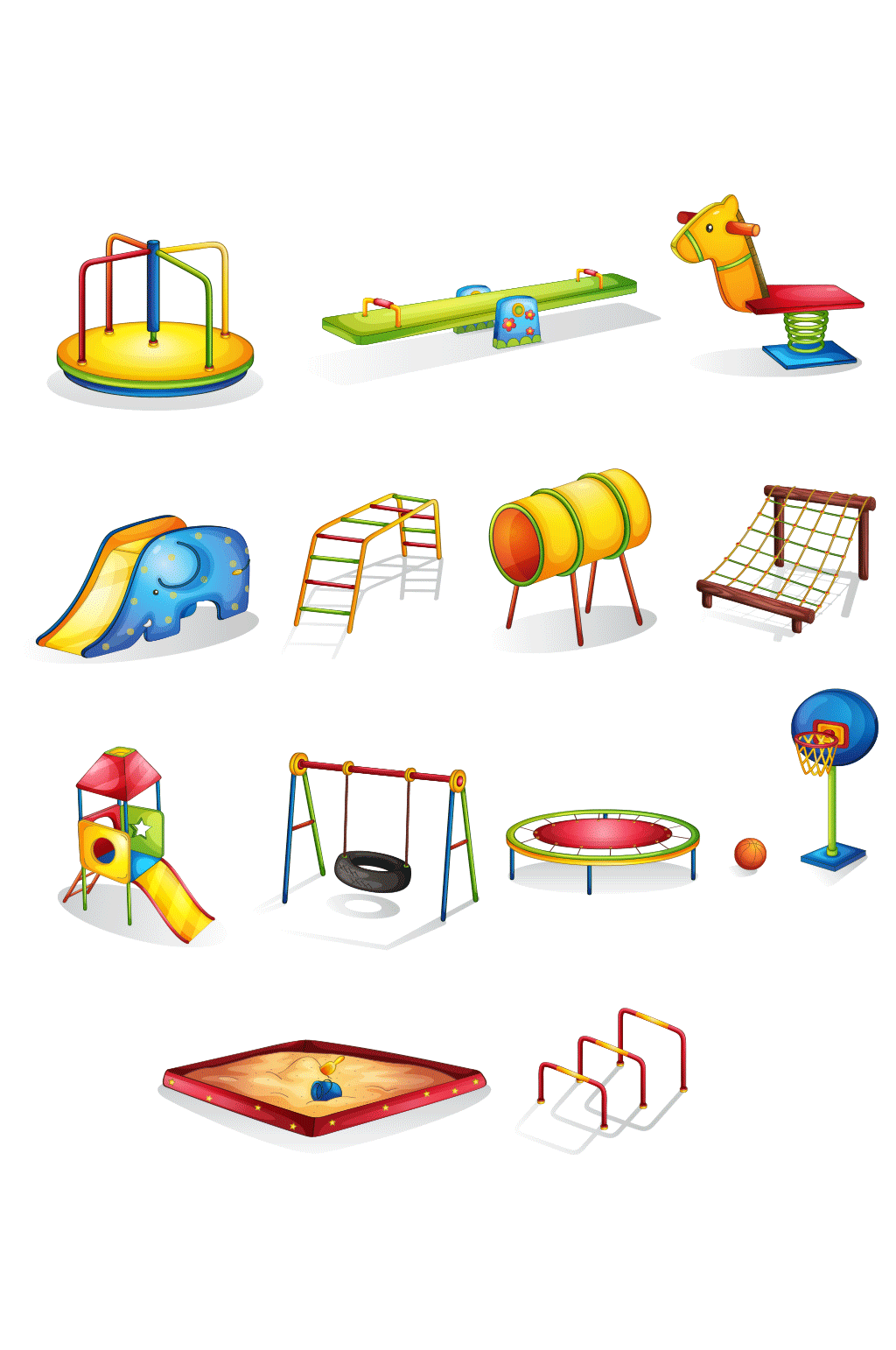 >卡通儿童游乐设施玩具矢量素材