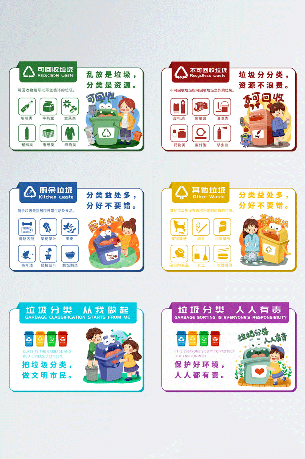 垃圾分类标识指示牌标识素材