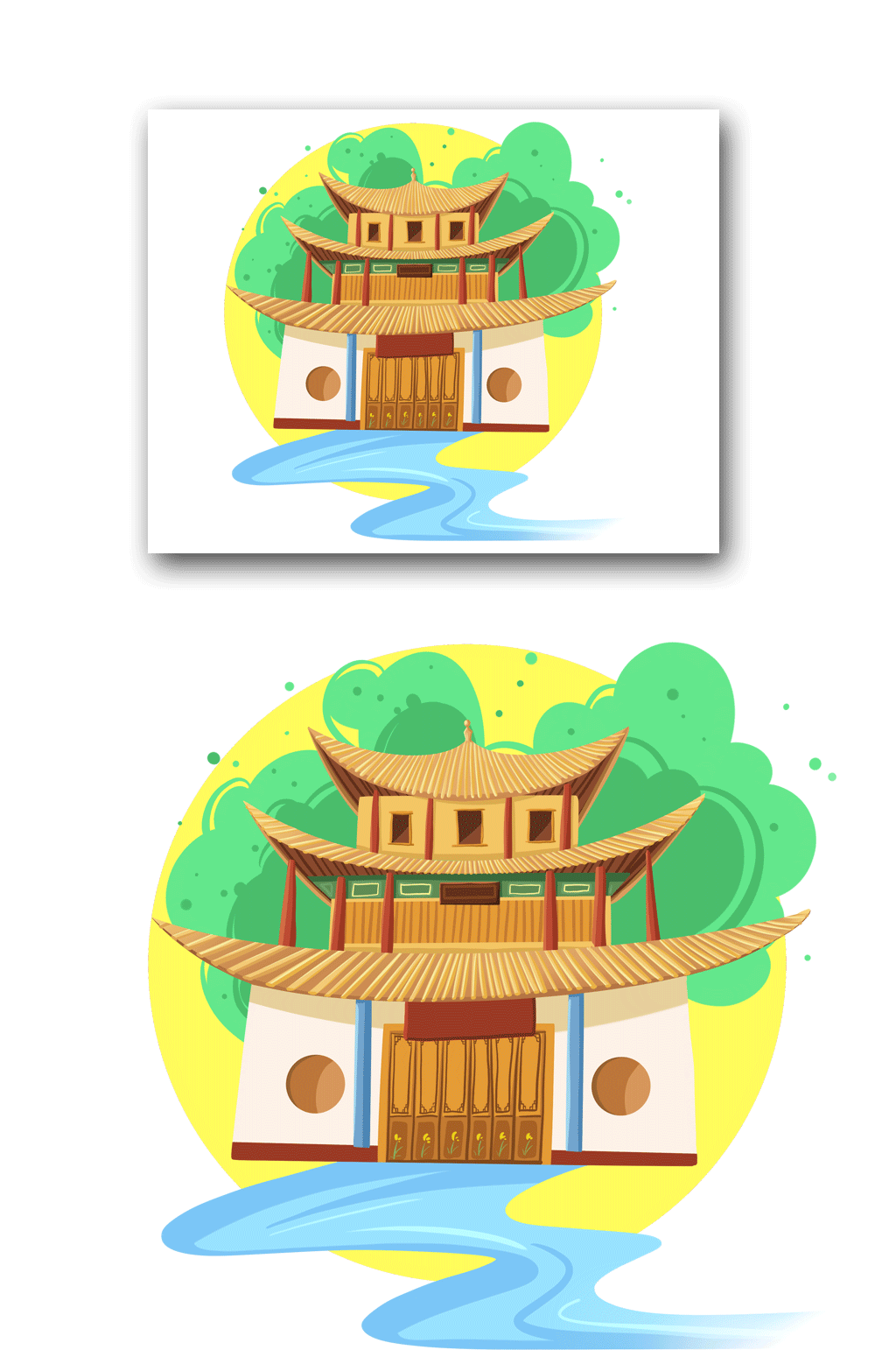 卡通云南建筑建筑物素材