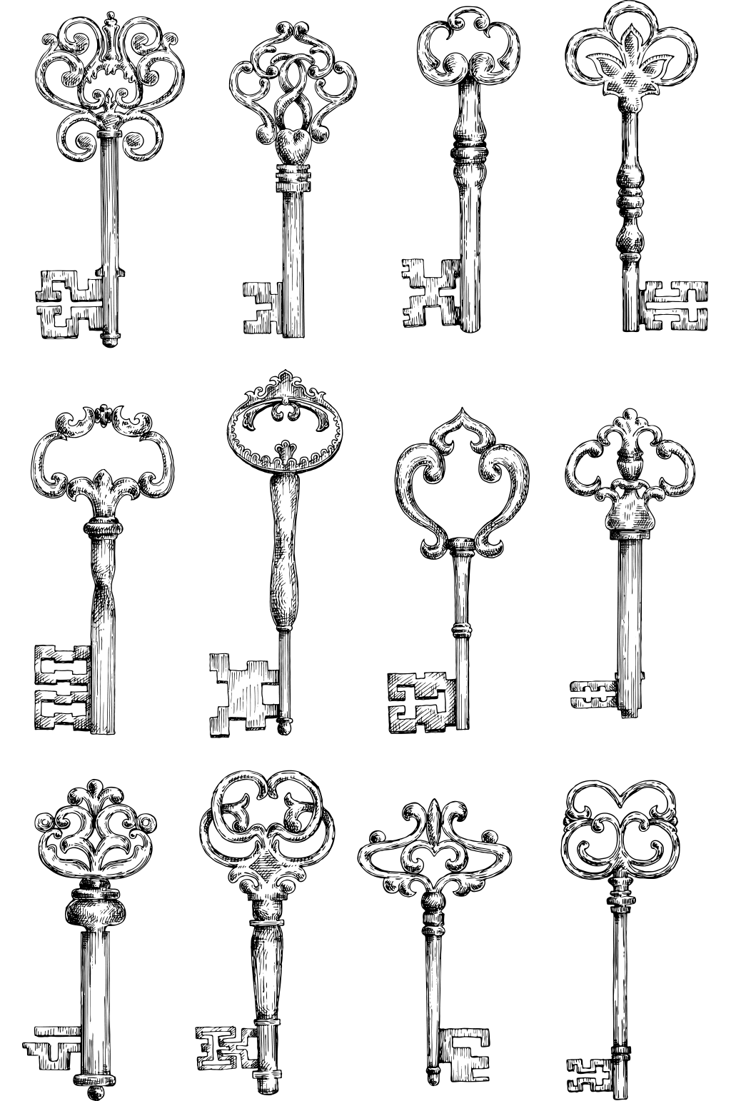 古典钥匙设计矢量素材