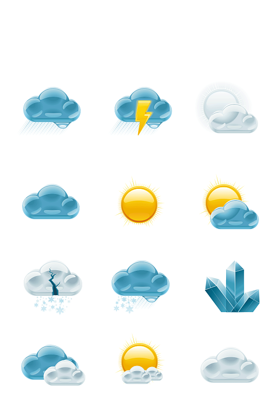 手绘彩绘天气预报矢量图标