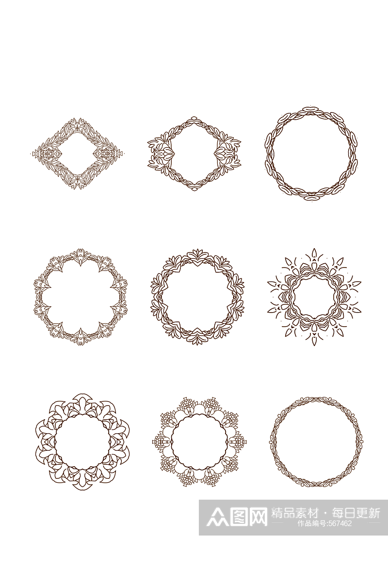 欧式手绘花纹边框元素素材