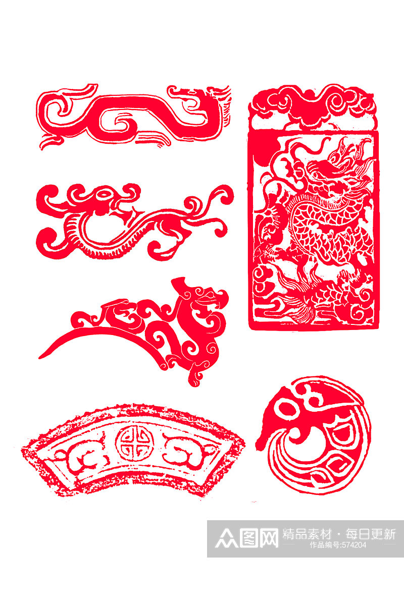中国风传统龙形纹饰素材