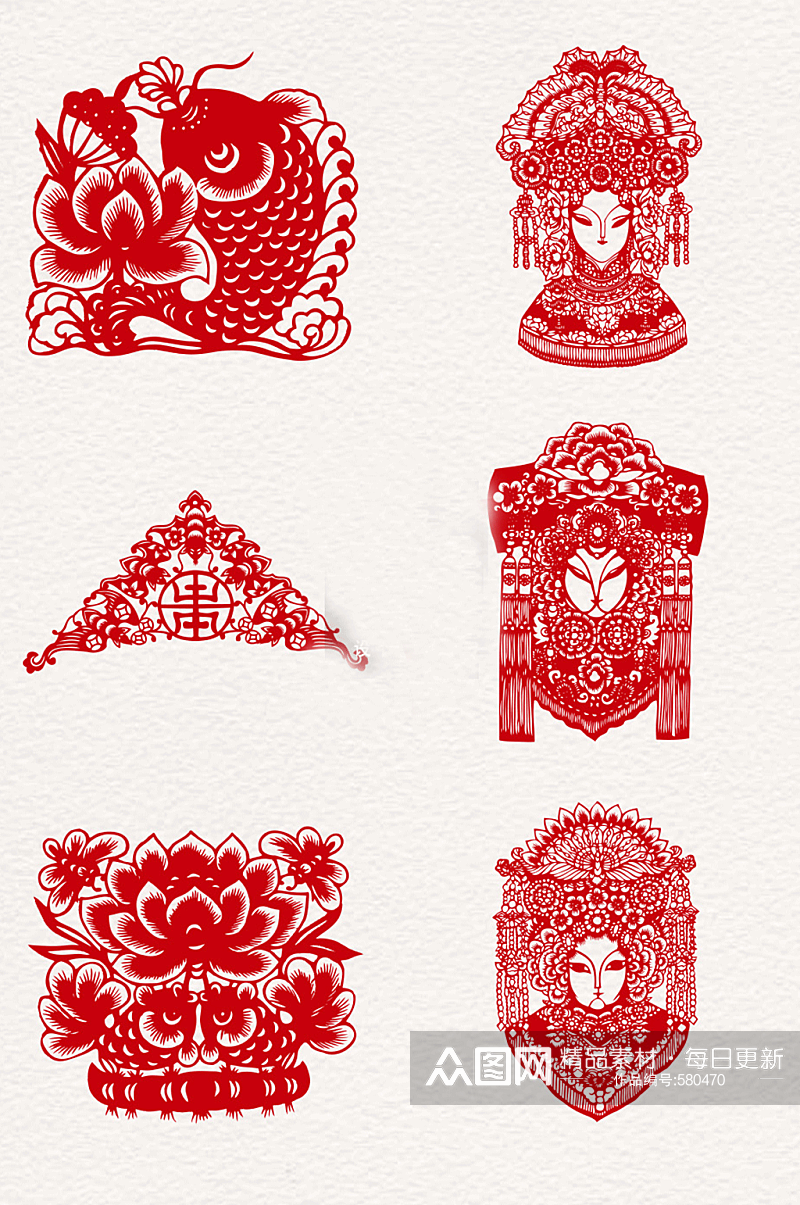 中国传统剪纸图案设计元素2素材