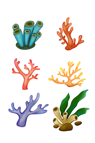 水彩珊瑚设计元素