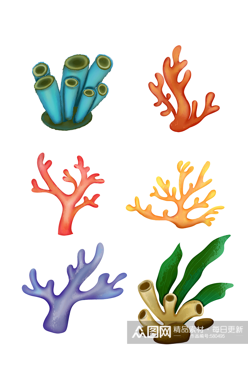 水彩珊瑚设计元素素材