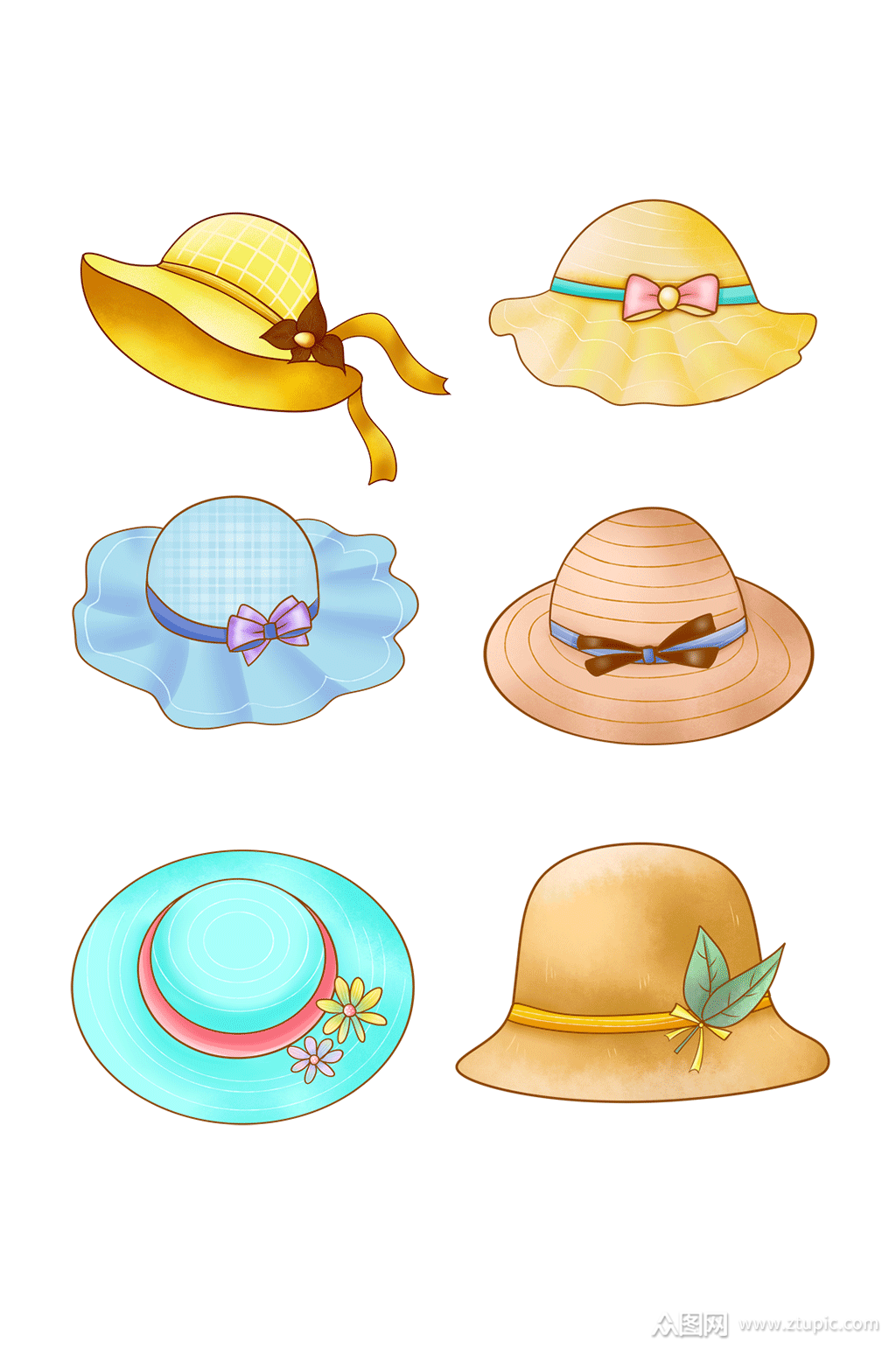 卡通帽子组图png免抠素材