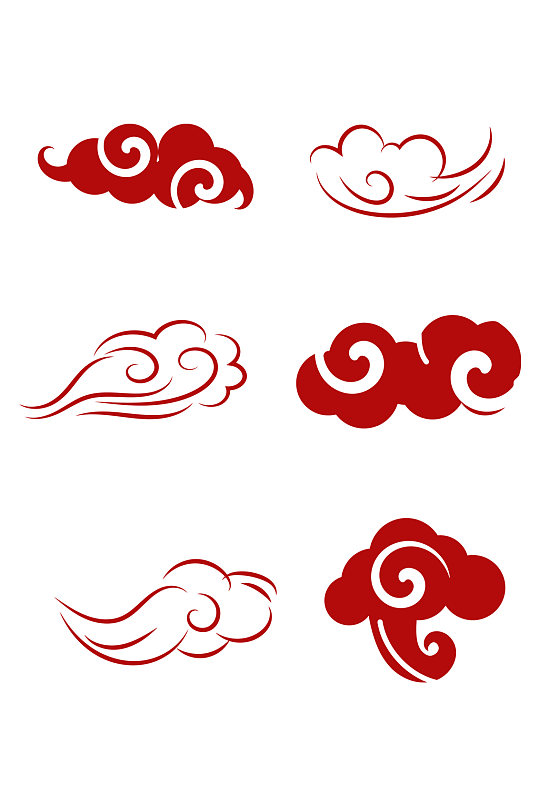 中式祥云中国风红色云纹花纹纹理素材祥云矢量图