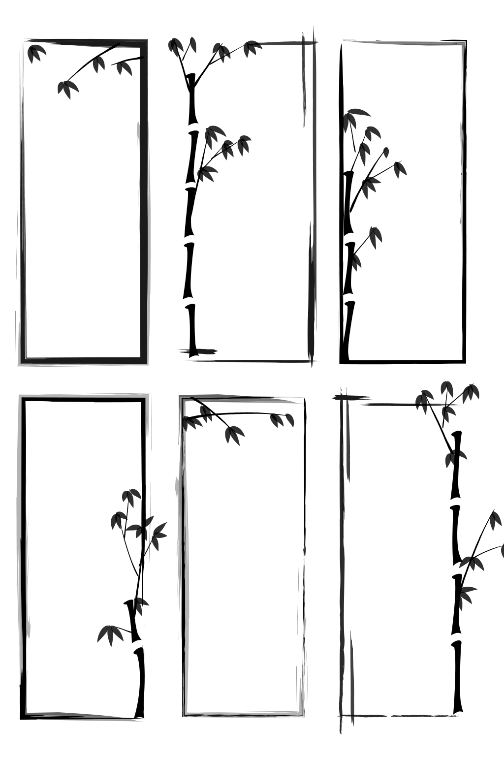 中式古典竹子水墨边框