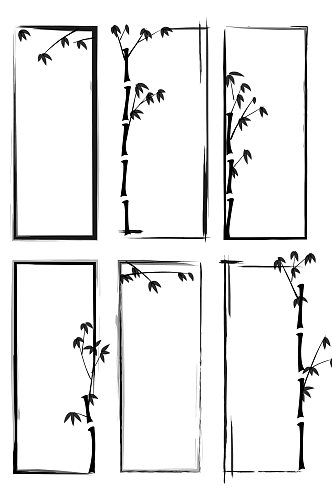 中式古典竹子水墨边框