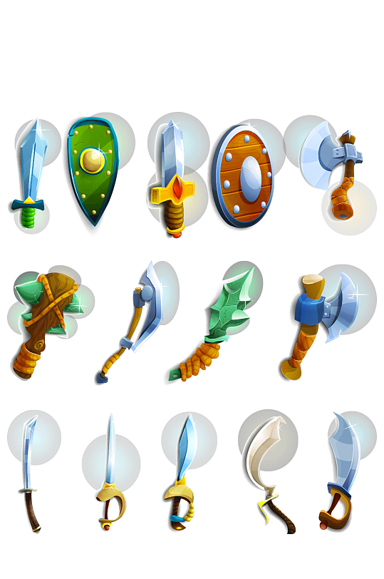 卡通手绘游戏刀剑道具素材