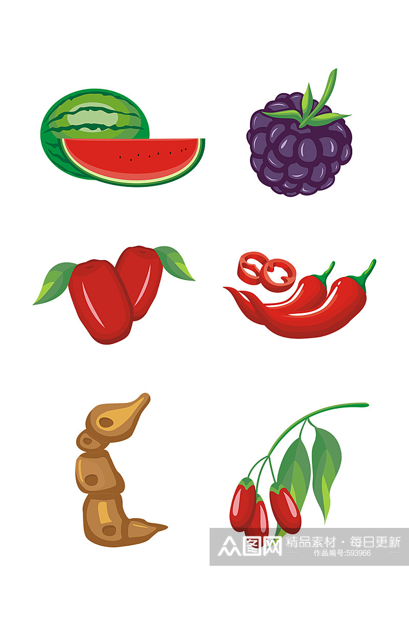 矢量卡通手绘水果蔬菜图形元素设计素材