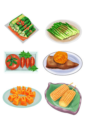 健康素菜套图黄瓜玉米芦笋番茄红薯