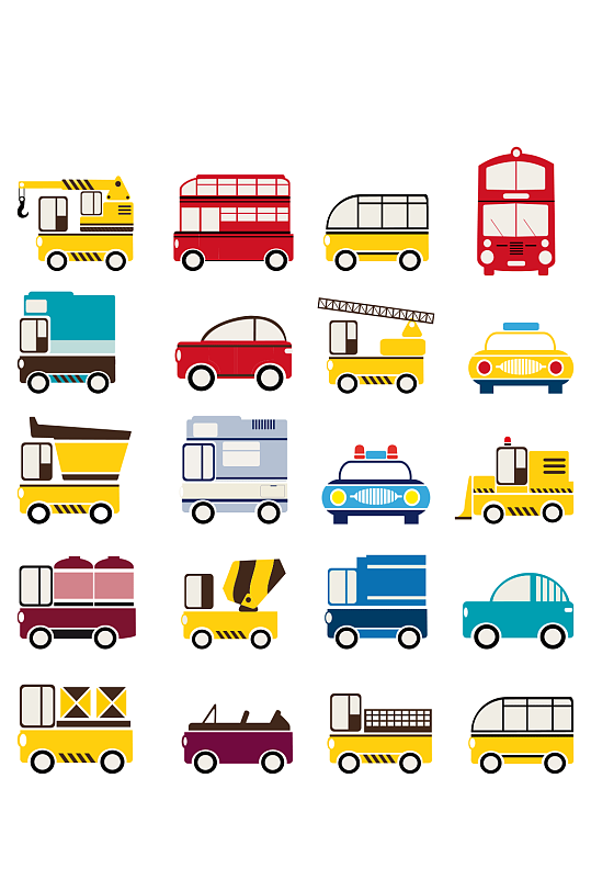 彩色卡通手绘交通工具素材