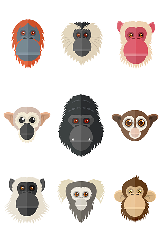 创意猴子头像矢量素材