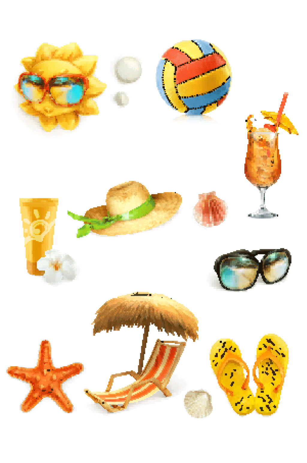 夏季主题元素矢量素材素材