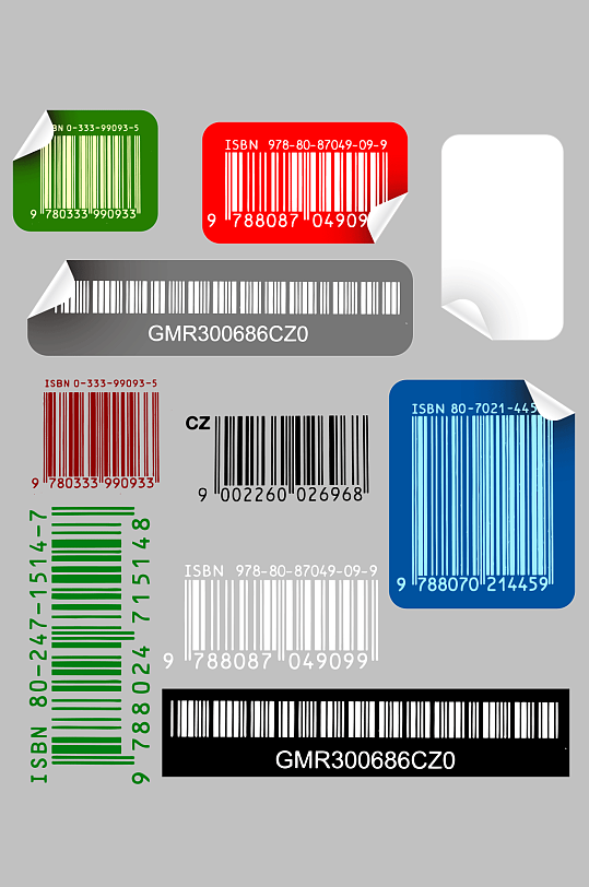 各种风格的条形码贴纸矢量素材