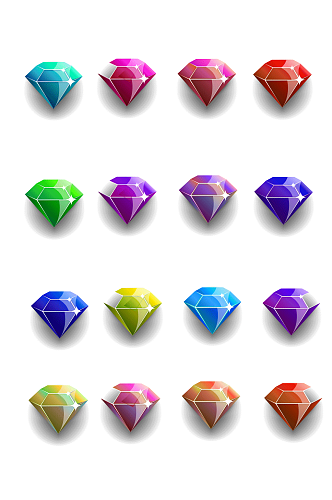 彩色手绘游戏钻石素材元素