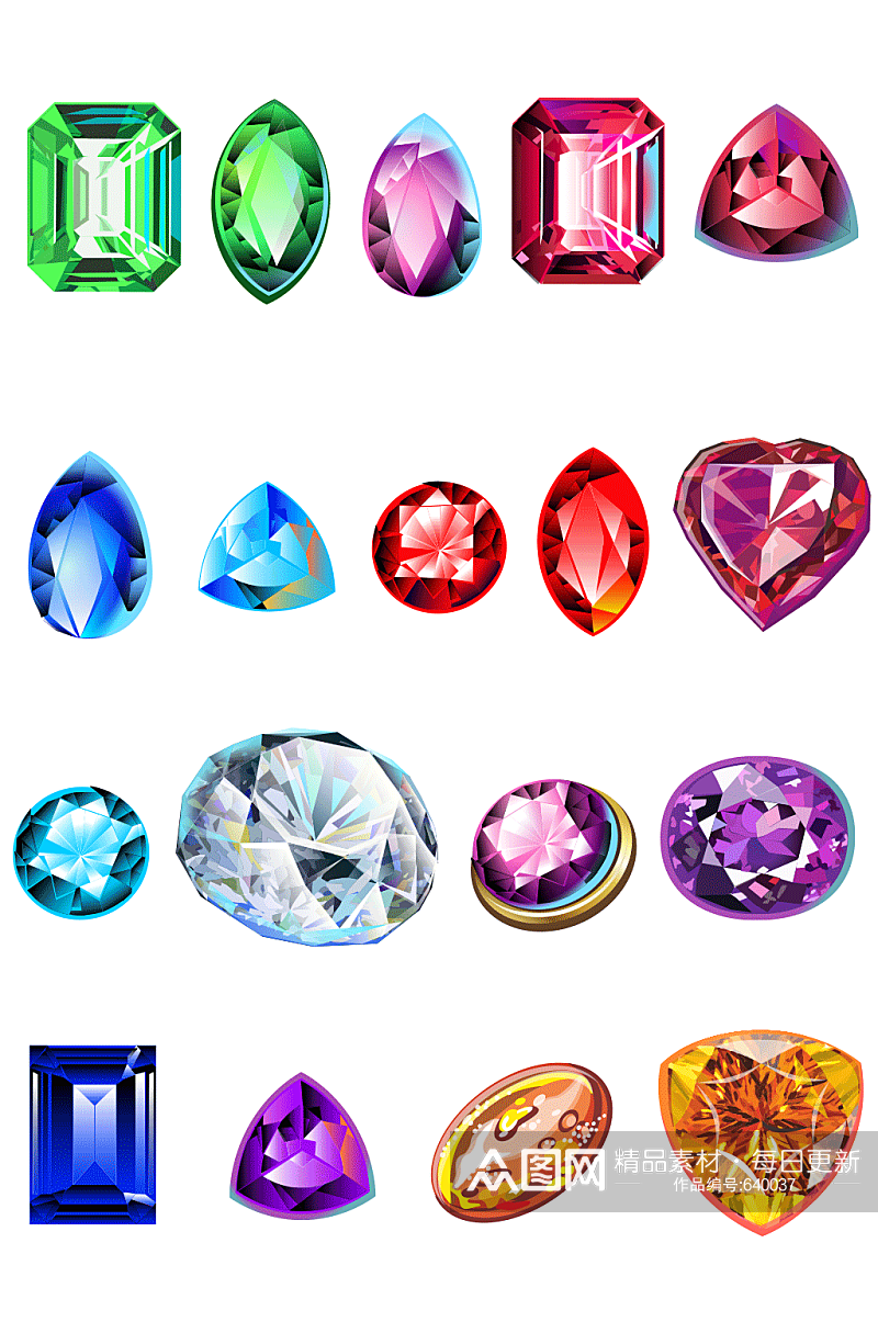 手绘彩色游戏宝石钻石素材素材