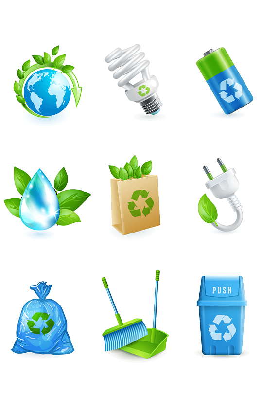 保护环境绿色生态 再循环箭头 环保图标素材