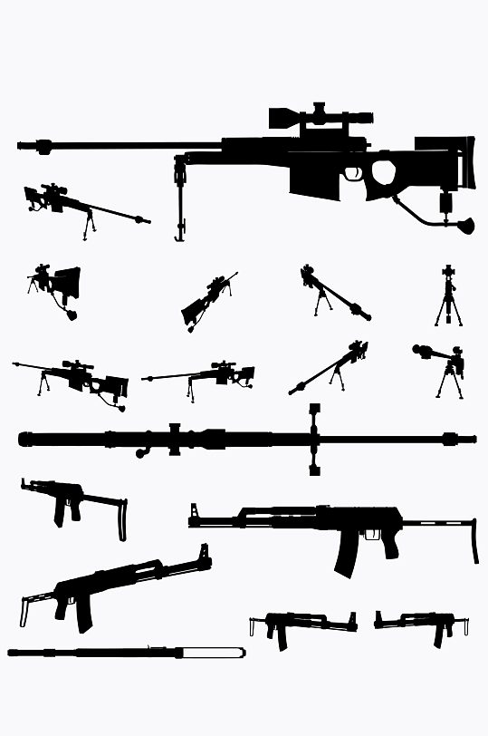 手绘黑色机关枪素材-众图网