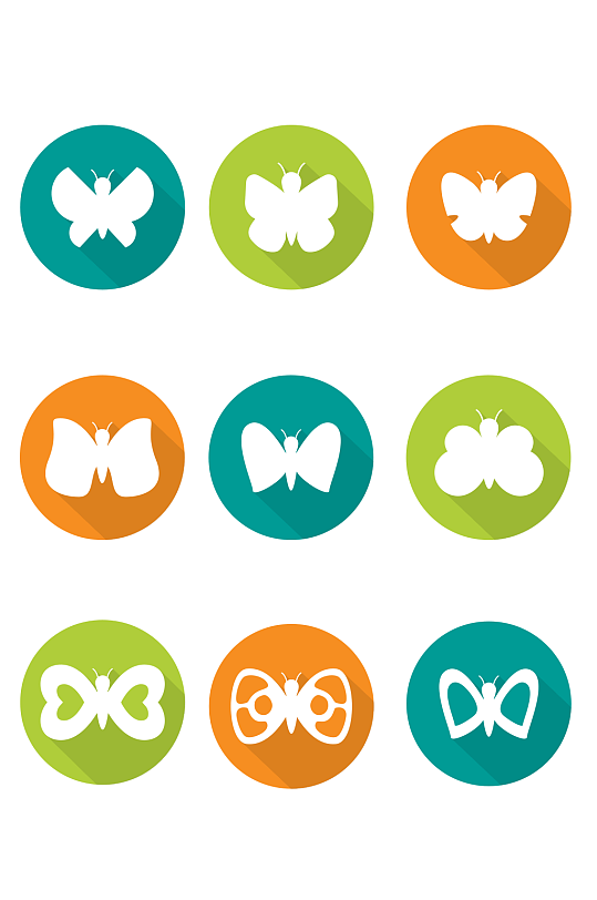 圆形蝴蝶图标矢量素材