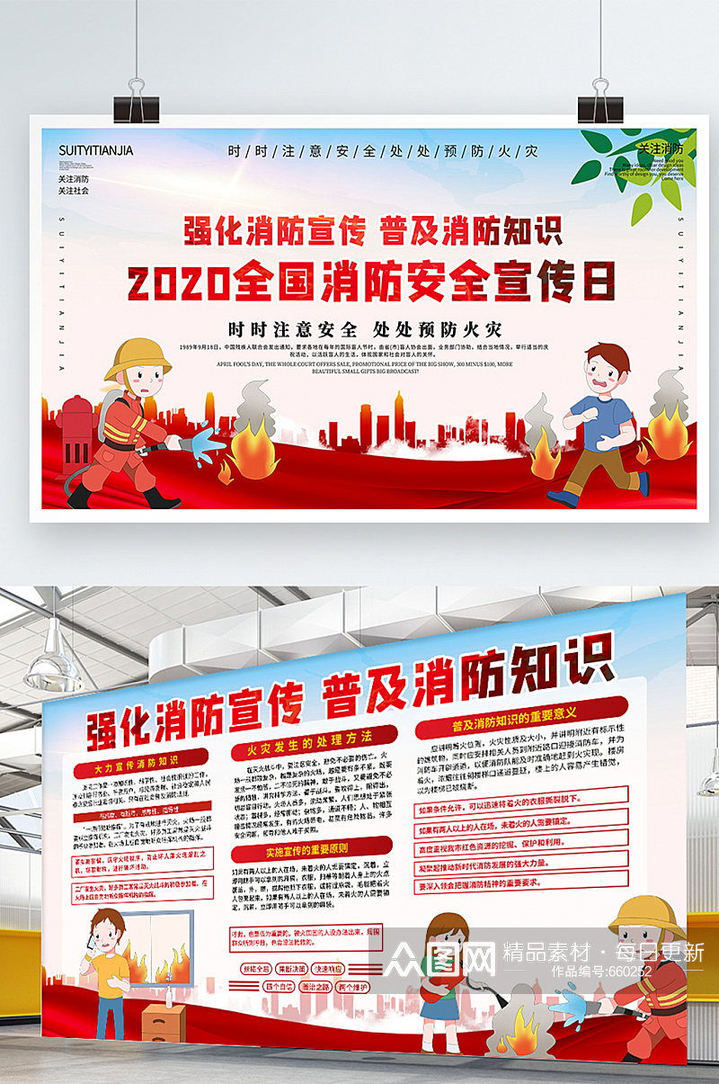 2020中国消防日火灾防控宣传教育展板素材