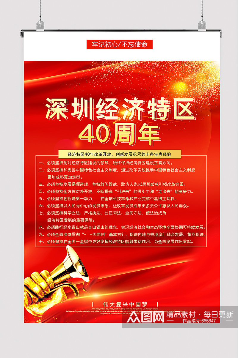 大气深圳经济特区40周年党建海报素材
