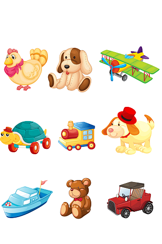 儿童卡通汽车动物玩具素材