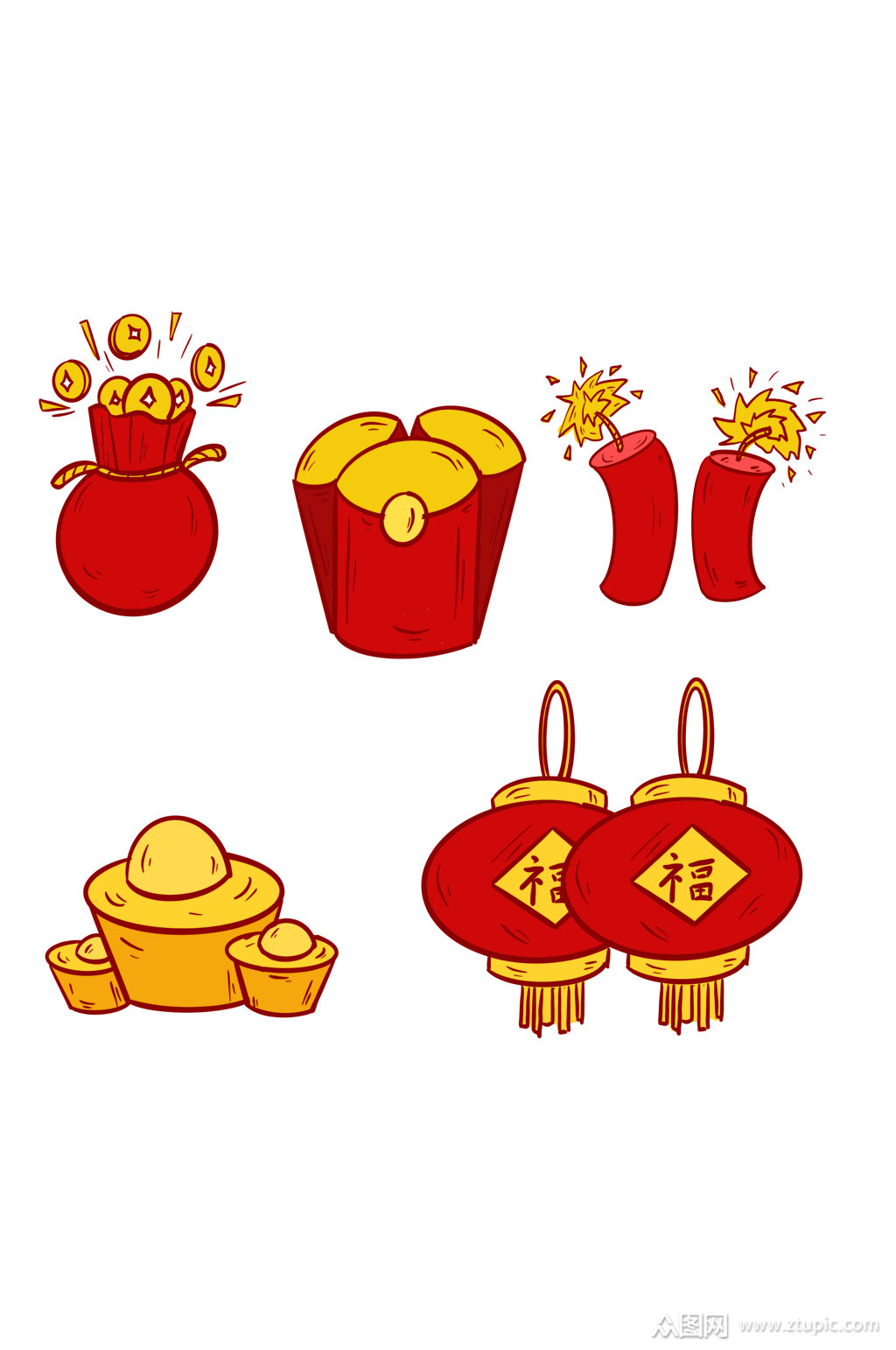 新年春节红包鞭炮图标