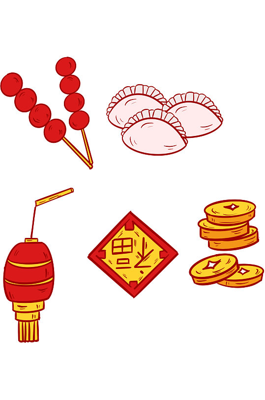 新年春节糖葫芦饺子图标