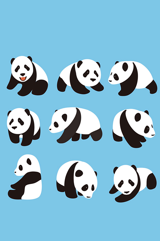 卡通可爱大熊猫矢量素材