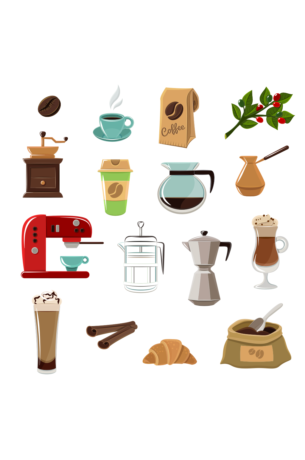 Coffe复古平面图标集矢量素材