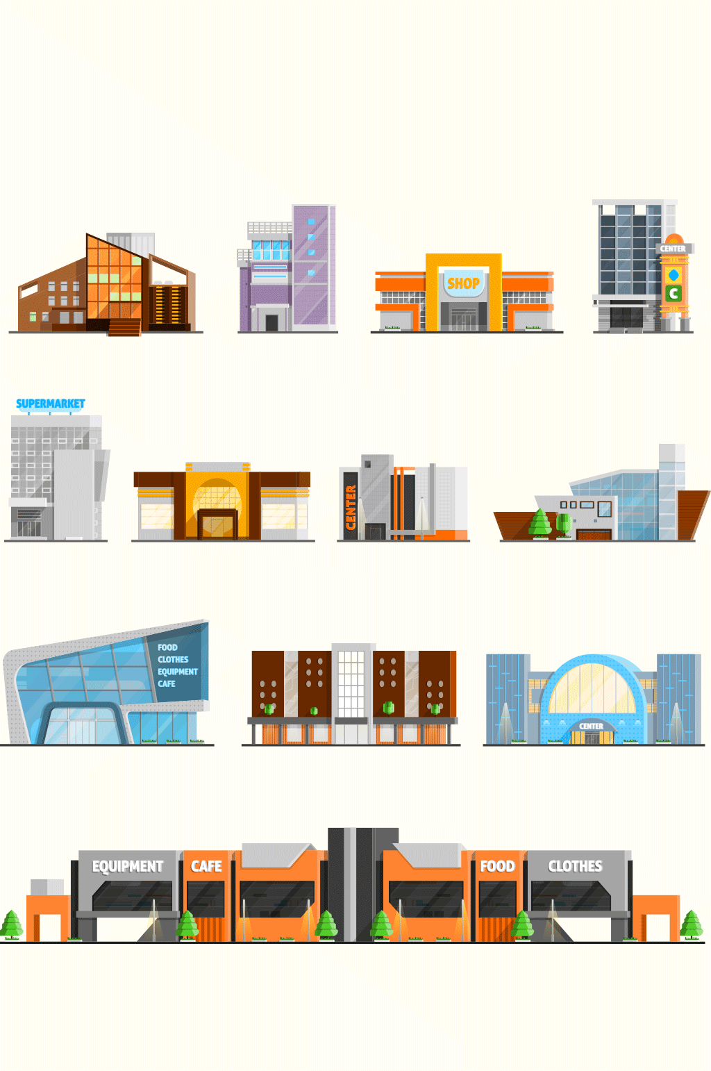 购物中心图标集矢量素材素材