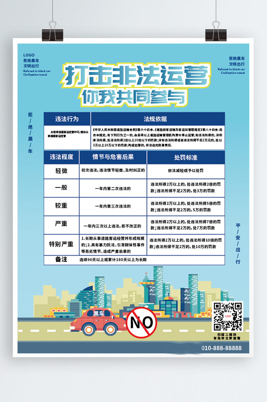 拒绝黑车平安出行宣传海报素材