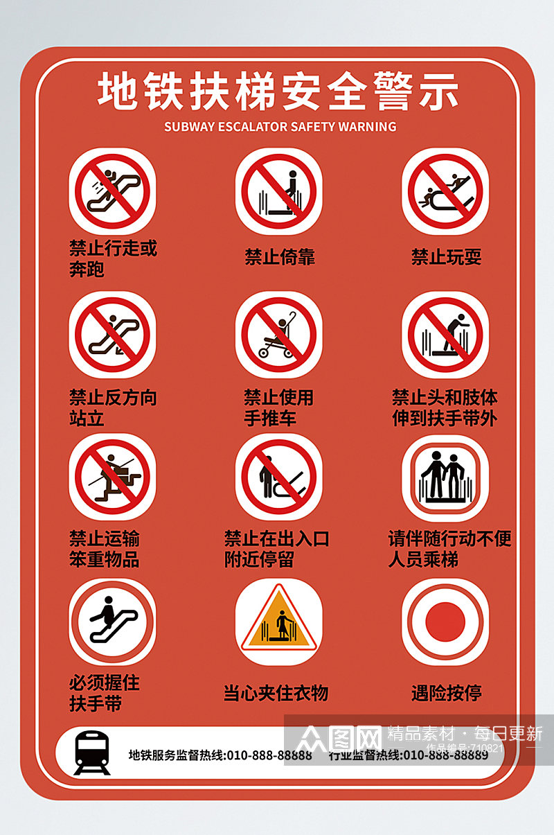 地铁扶梯安全警示标志导视系统素材