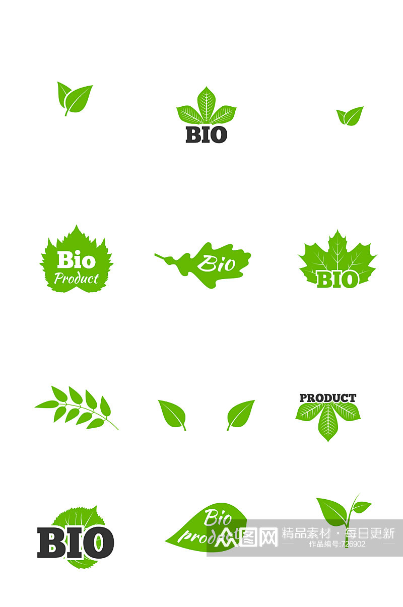 植物和树木绿叶天然生态圈生物产品标签素材