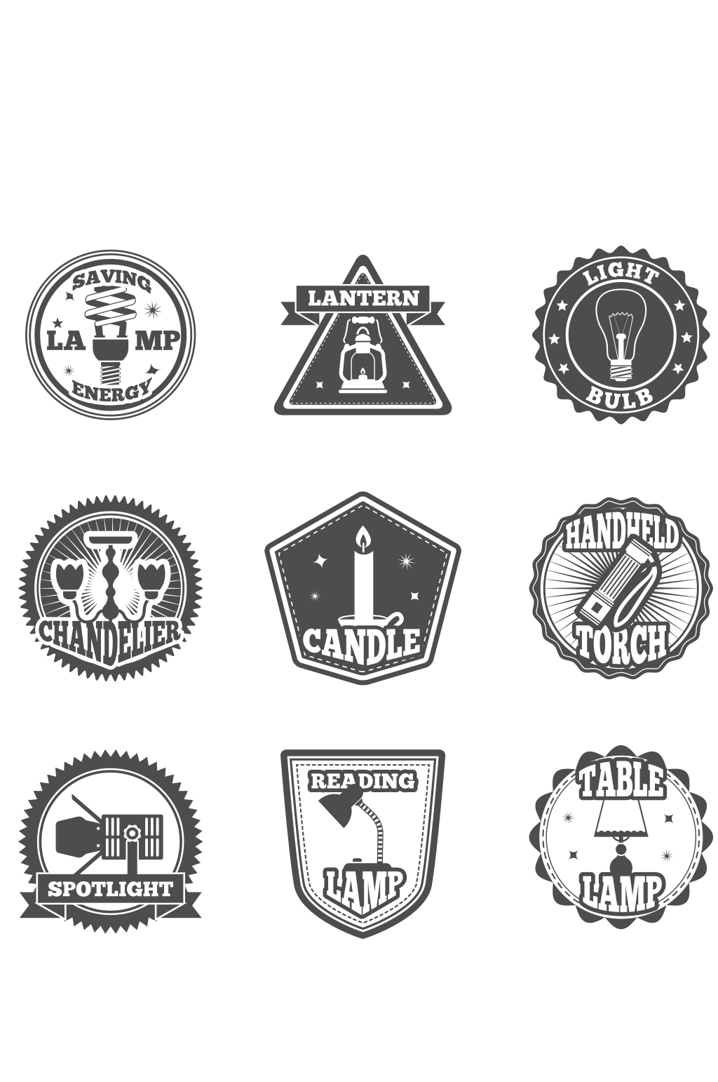 手电筒和灯具节能灯泡标矢量logo素材素材