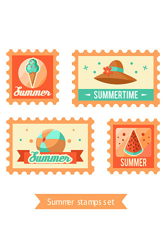 夏季标志插图暑假矢量素材