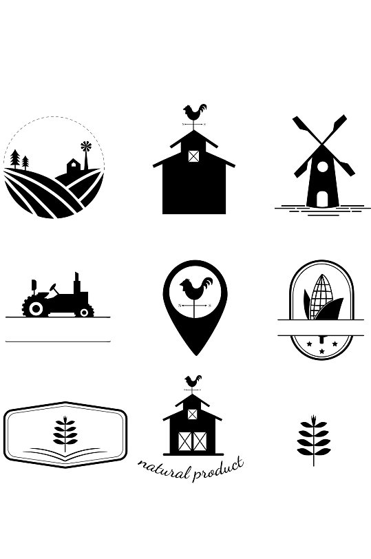 农业标志插图集矢量素材