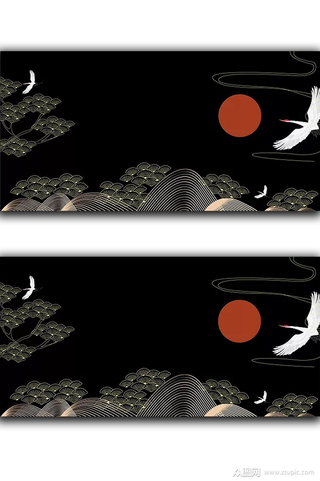 国风国潮中国风仙鹤背景