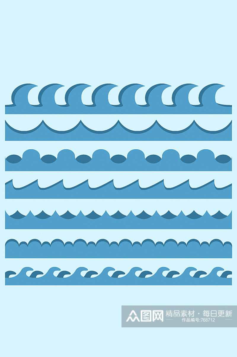 创意蓝色海浪矢量素材素材