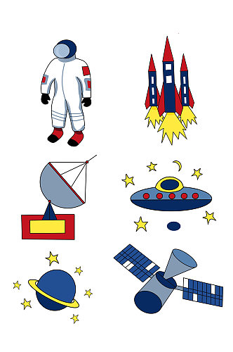 太空元素装饰性贴纸 航天太空素材