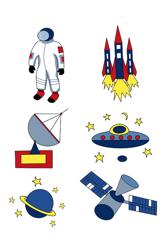 太空元素装饰性贴纸 航天太空素材