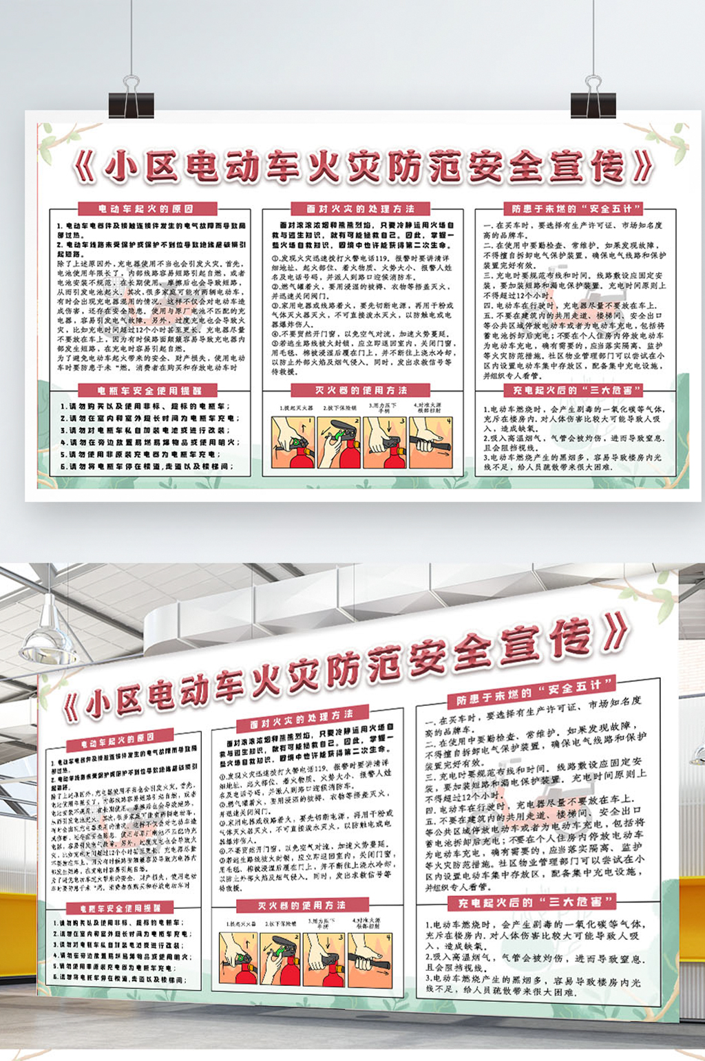 电动车电瓶车小区物业防火消防安全宣传素材
