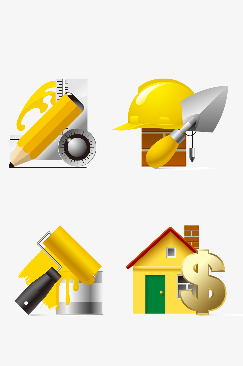 彩色卡通手绘建筑素材素材
