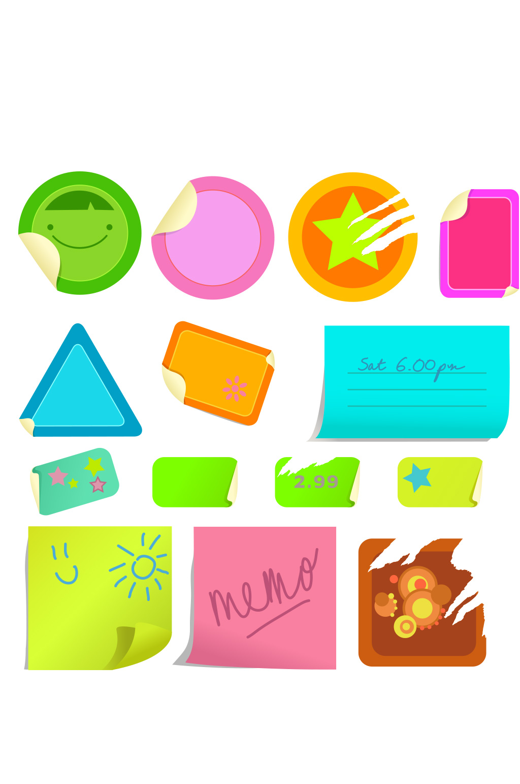 便签贴子装饰矢量素材