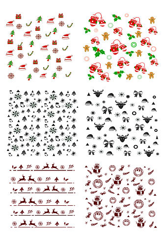 简约卡通圣诞节底纹套图