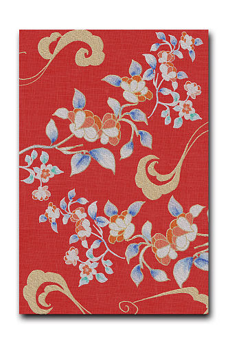 古风民族传统汉服花样刺绣红色背景