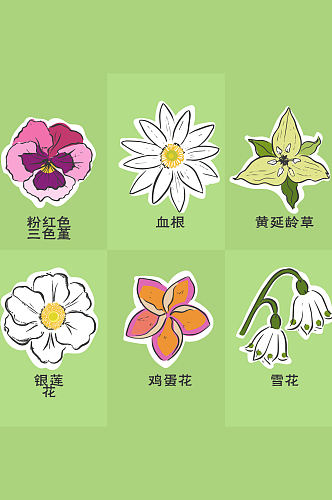 手绘花卉标签矢量素材